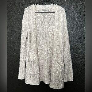Moral Fiber Cream Fuzzy Textured Long Cardigan with Pockets